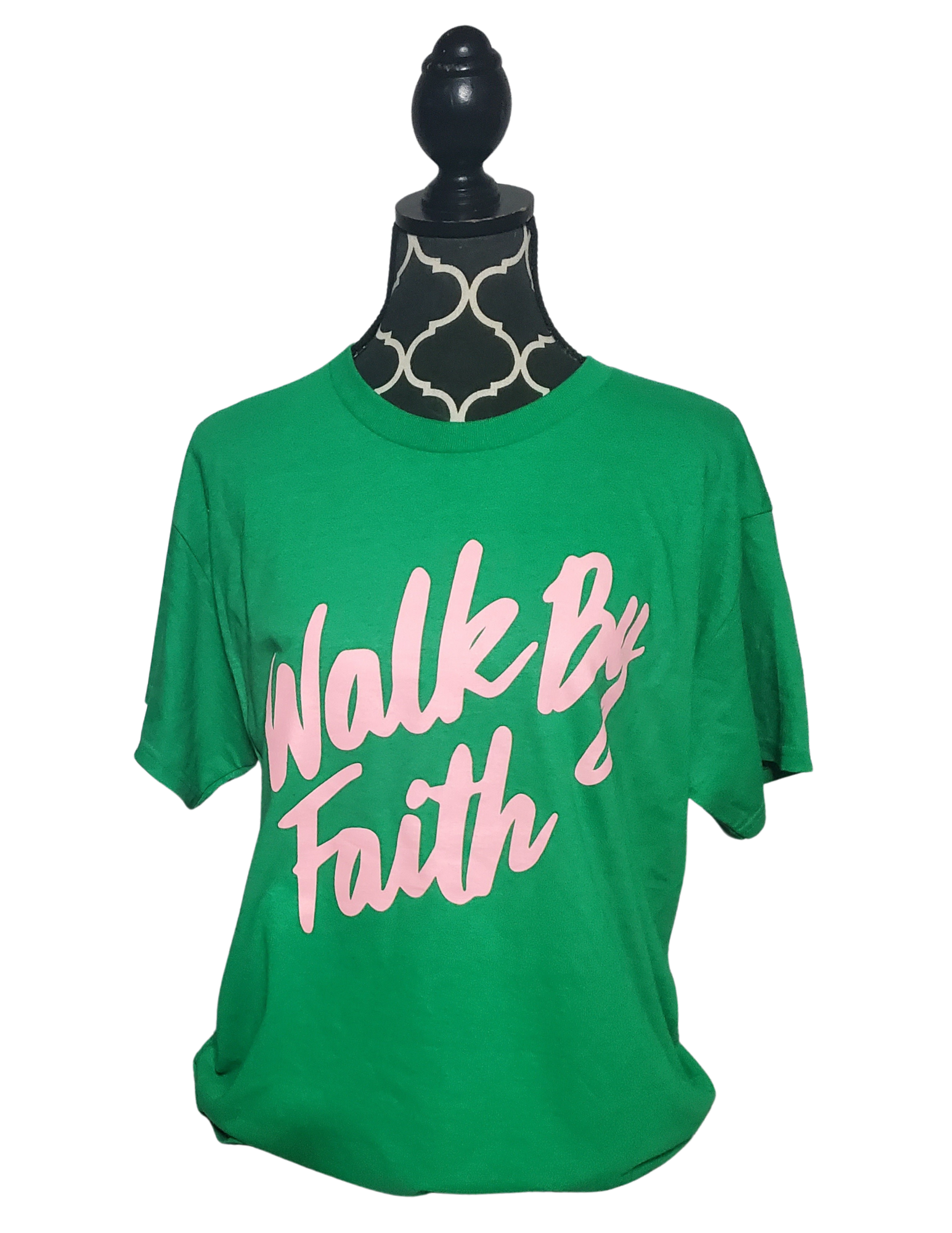 Walk By Faith Tee Pink and Green