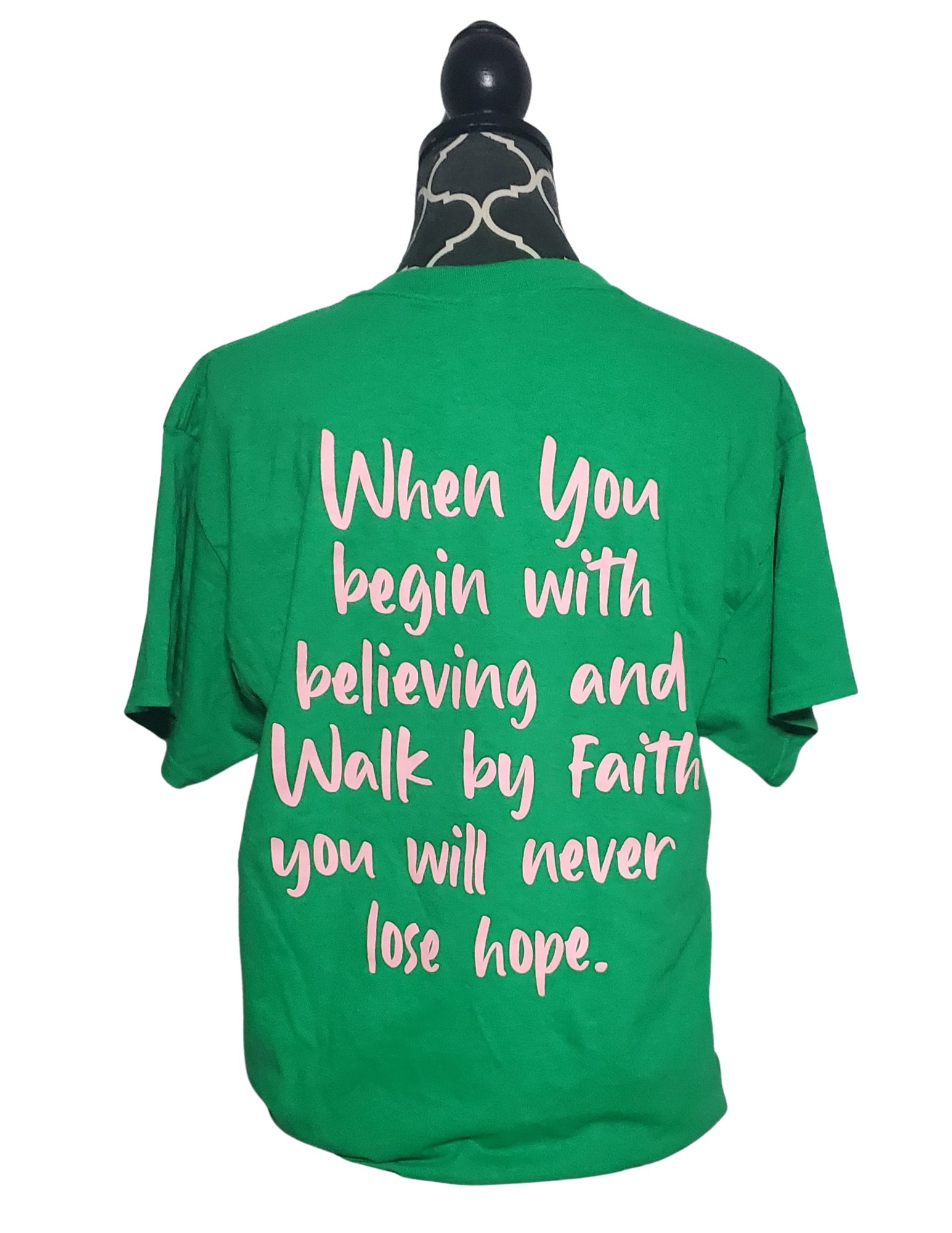 Walk By Faith Tee Pink and Green