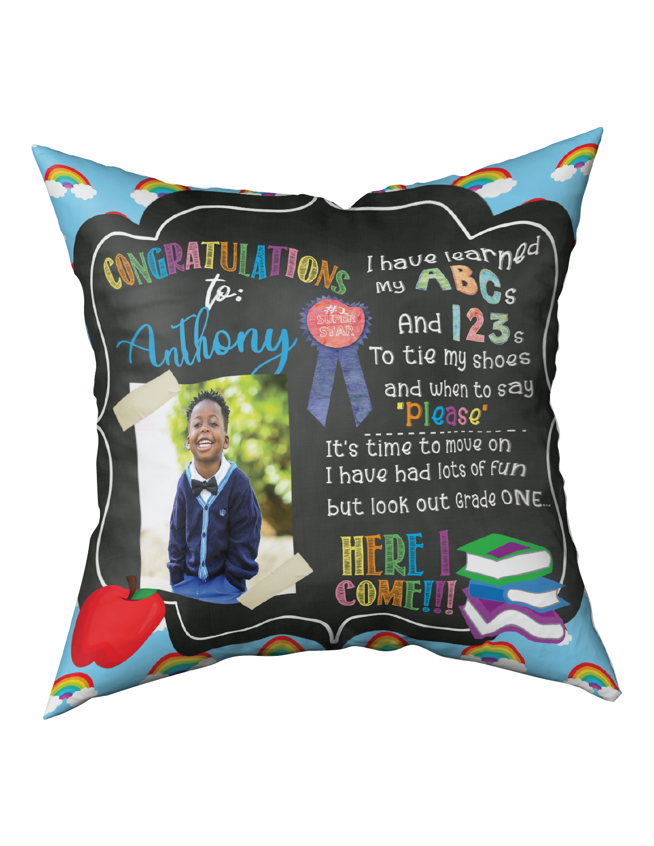 Male Learning Pillow w/ photo